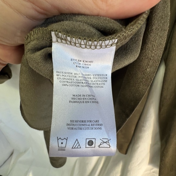 Kut From The Kloth Olive Faux Suede Draped Jacket XL - Picture 7 of 7